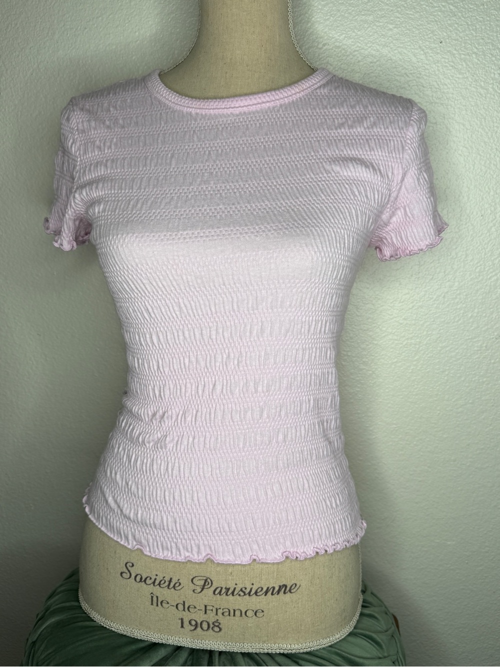 SO Light Pink Textured Short Sleeve Tee